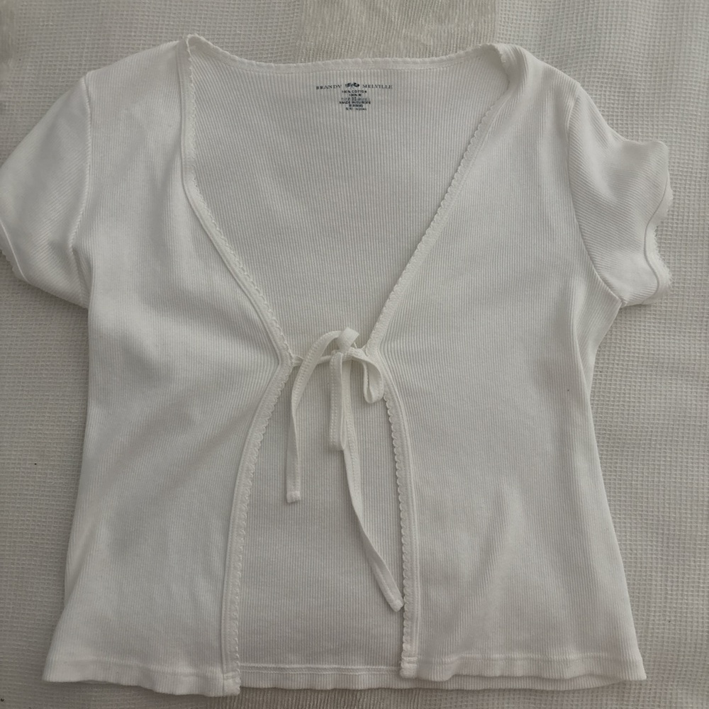 Brandy Melville Cream Tie-Front Blouse